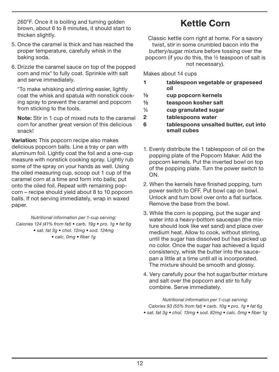 Kettle corn | Cuisinart EasyPop Popcorn Maker CPM-700 Series User Manual | Page 12 / 17