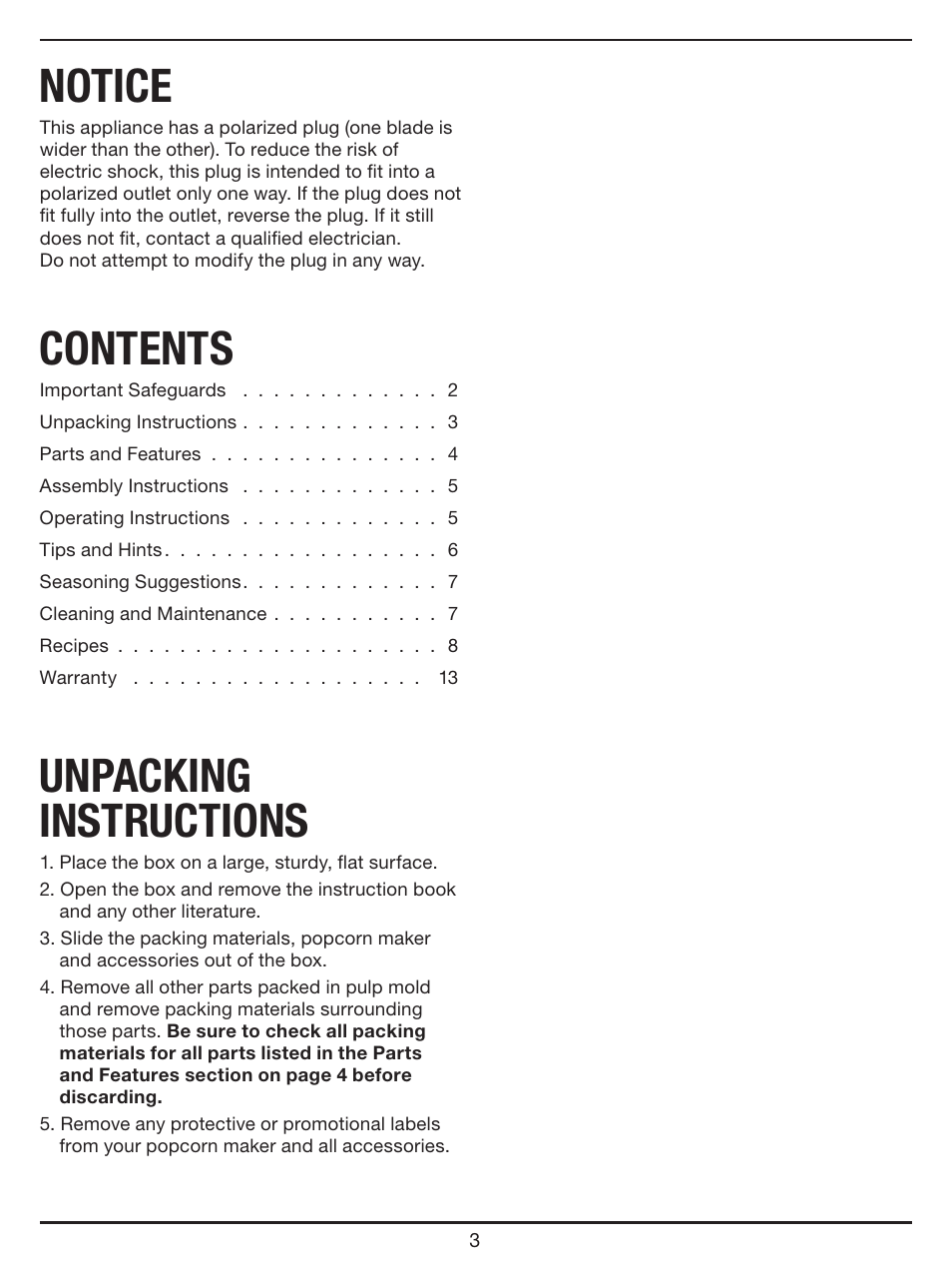 Cuisinart EasyPop Popcorn Maker CPM-700 Series User Manual | Page 3 / 17