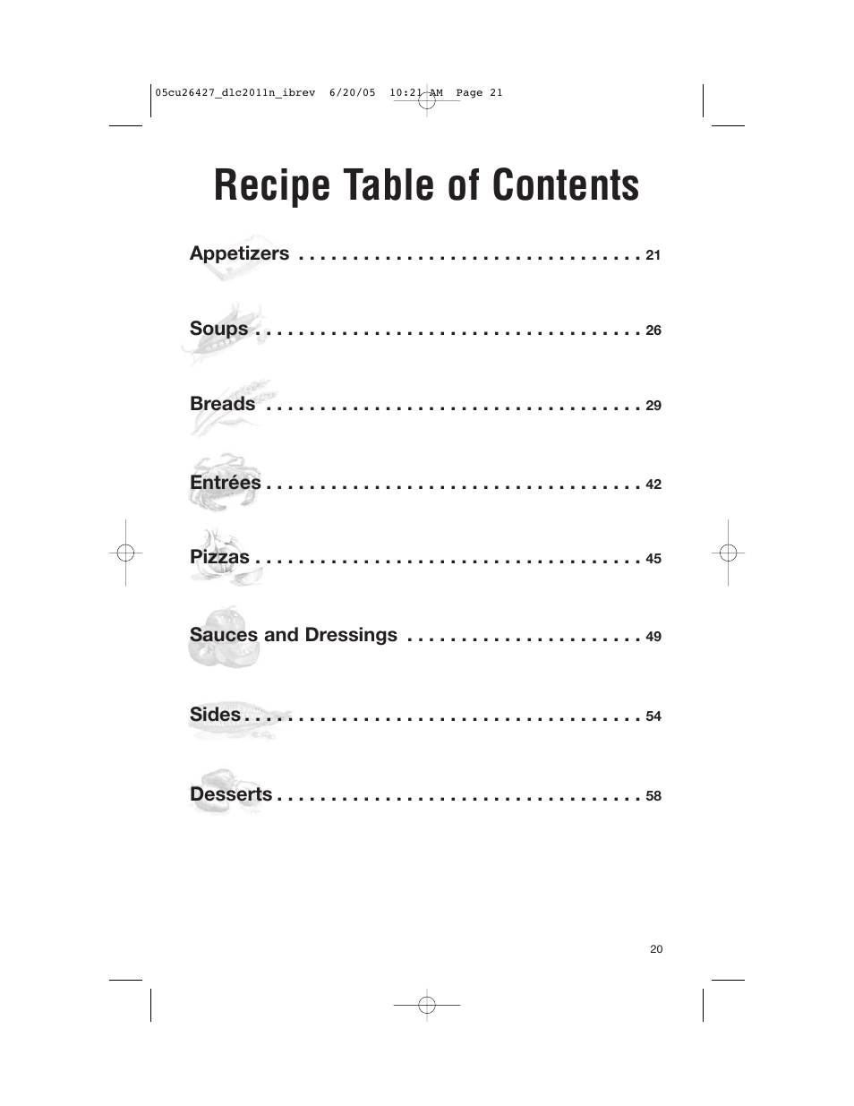 Recipe table of contents | Cuisinart DLC-2011N User Manual | Page 21 / 68