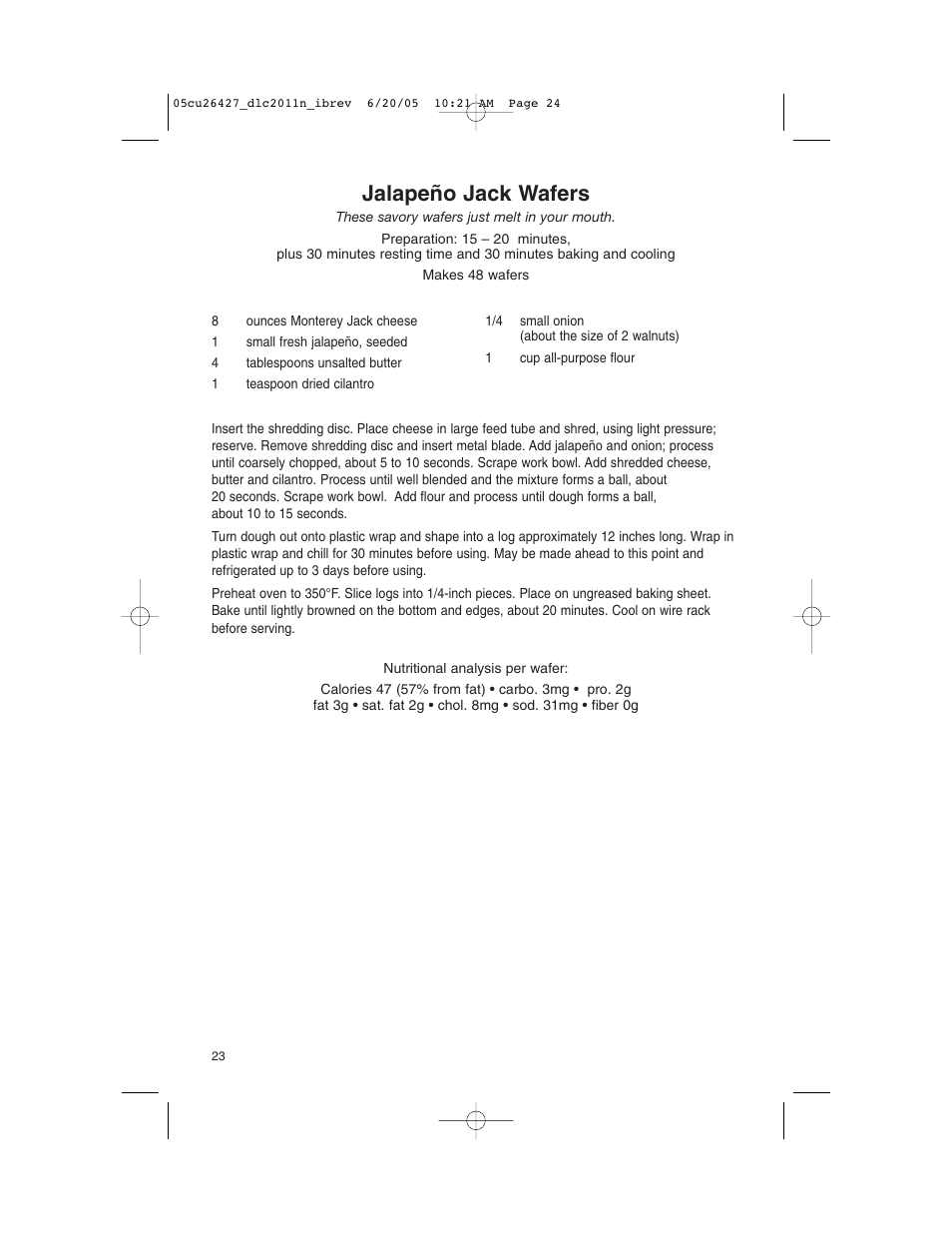 Jalapeño jack wafers | Cuisinart DLC-2011N User Manual | Page 24 / 68