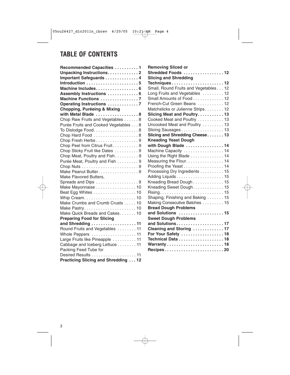 Cuisinart DLC-2011N User Manual | Page 4 / 68