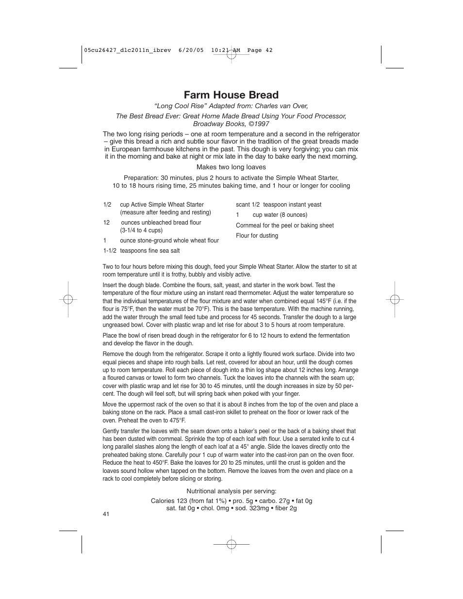 Farm house bread | Cuisinart DLC-2011N User Manual | Page 42 / 68
