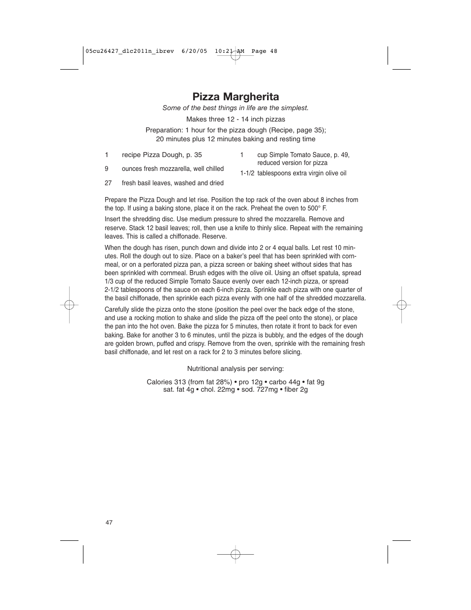 Pizza margherita | Cuisinart DLC-2011N User Manual | Page 48 / 68