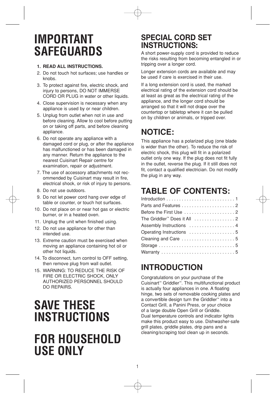 Cuisinart CGR-4C User Manual | Page 2 / 8