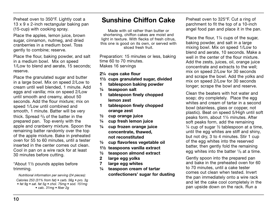 Sunshine chiffon cake | Cuisinart SmartPower 0CU6515 User Manual | Page 10 / 19