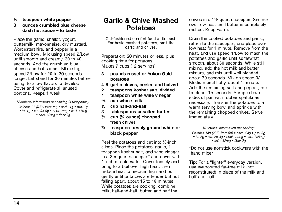 Garlic & chive mashed potatoes | Cuisinart SmartPower 0CU6515 User Manual | Page 14 / 19