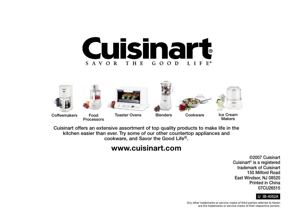 Cuisinart SmartPower 0CU6515 User Manual | Page 18 / 19