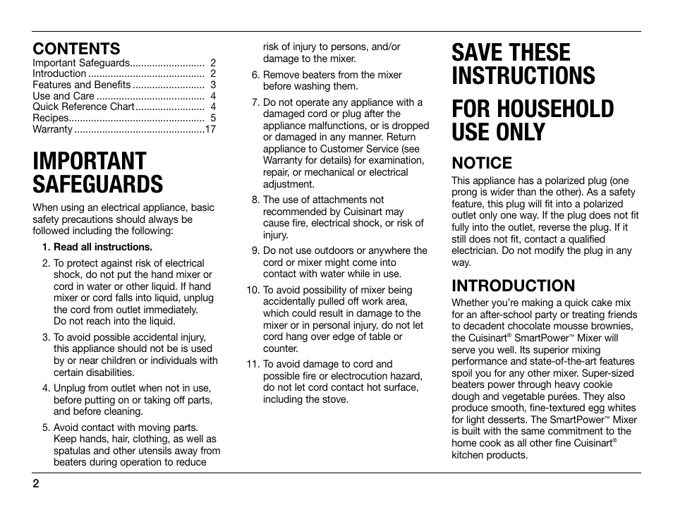 Cuisinart SmartPower 0CU6515 User Manual | Page 2 / 19