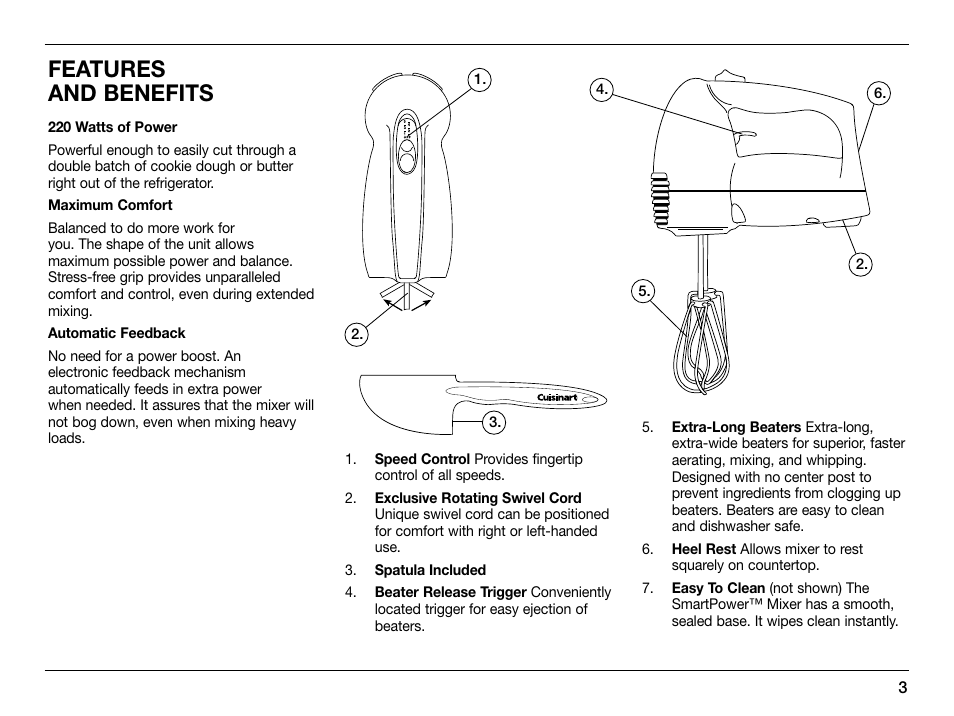 Features and benefits | Cuisinart SmartPower 0CU6515 User Manual | Page 3 / 19