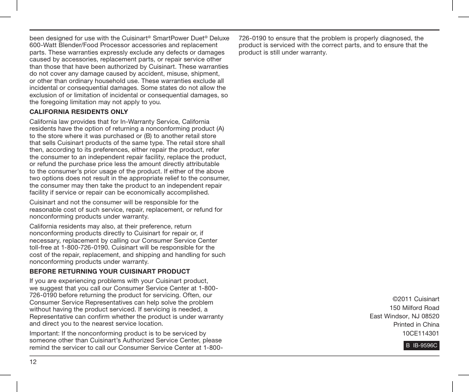 Cuisinart SMARTPOWER DUET BFP-603 User Manual | Page 12 / 29