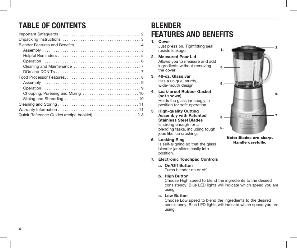 Cuisinart SMARTPOWER DUET BFP-603 User Manual | Page 4 / 29