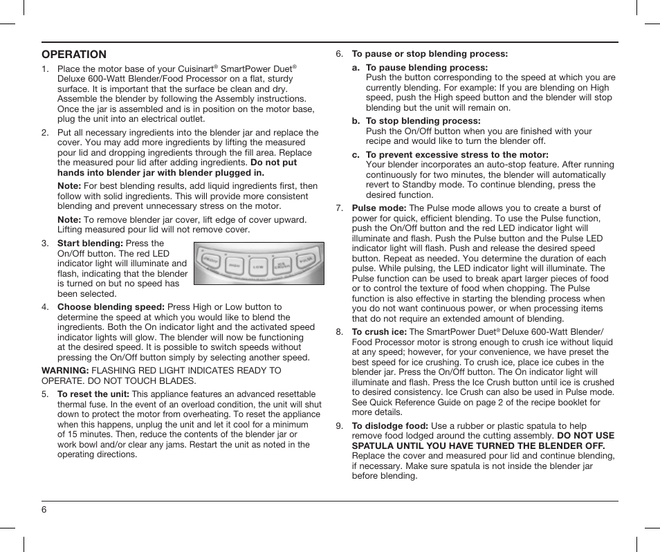 Cuisinart SMARTPOWER DUET BFP-603 User Manual | Page 6 / 29