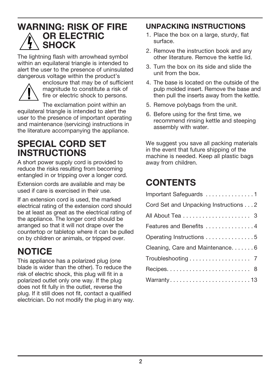 Cuisinart PerfecTemp Programmable Tea Steeper & Kettle TEA-100 User Manual | Page 3 / 17