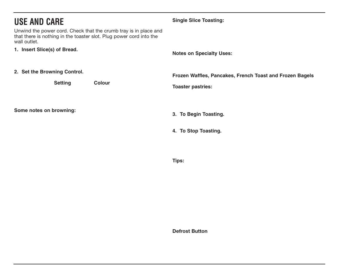 Use and care | Cuisinart CPT-70C Series User Manual | Page 4 / 8