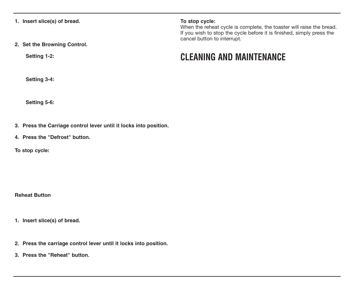 Cleaning and maintenance | Cuisinart CPT-70C Series User Manual | Page 5 / 8