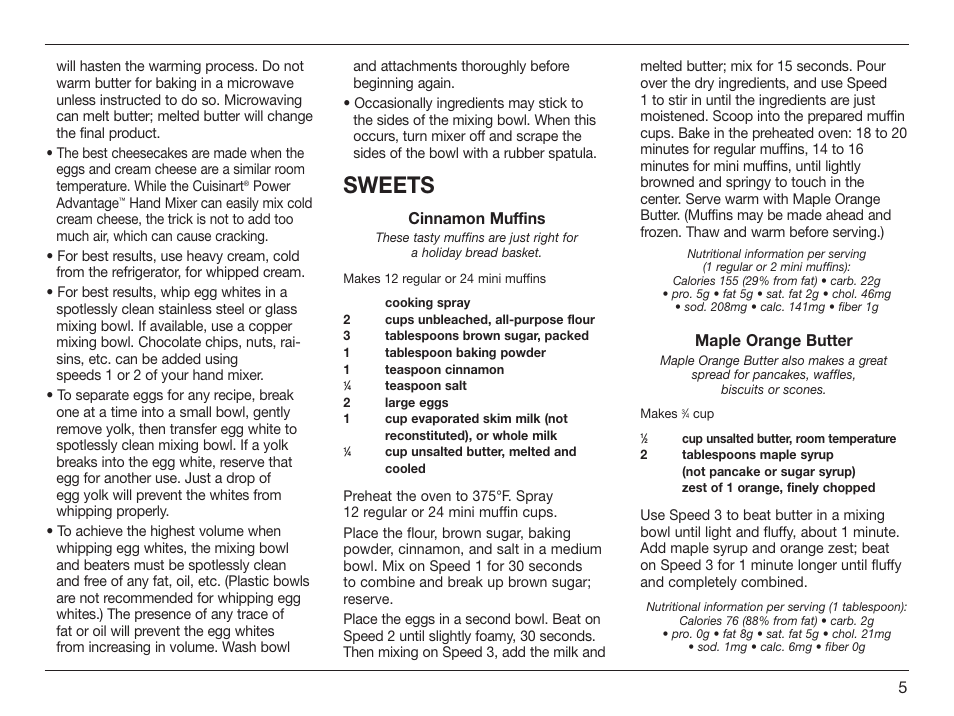 Sweets | Cuisinart HM-50 User Manual | Page 5 / 17