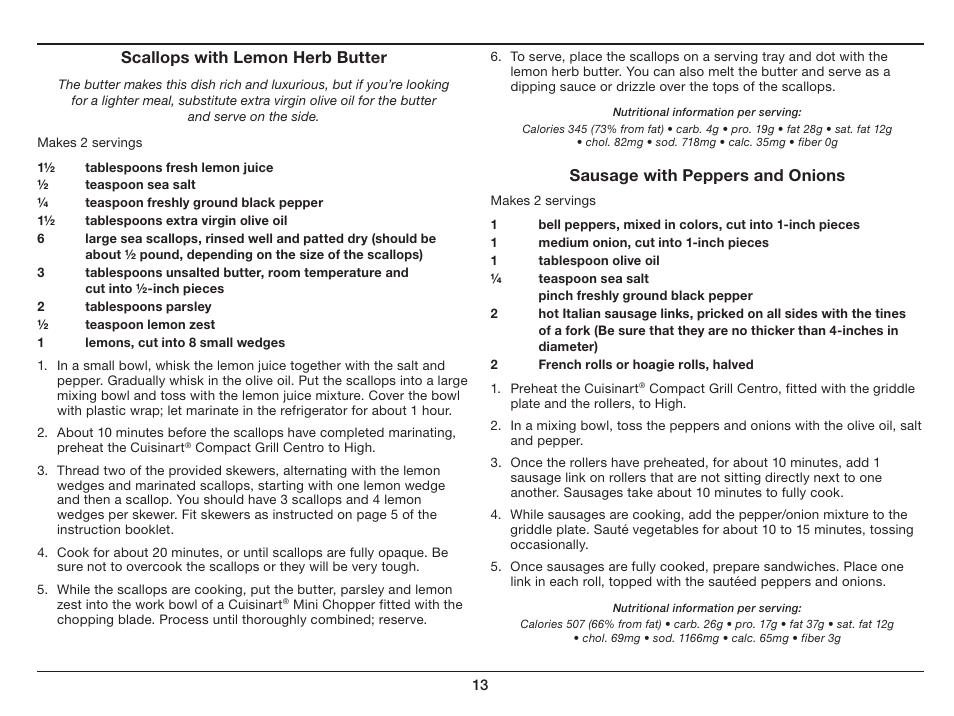Cuisinart Compact Grill Centro GC-15 User Manual | Page 13 / 17