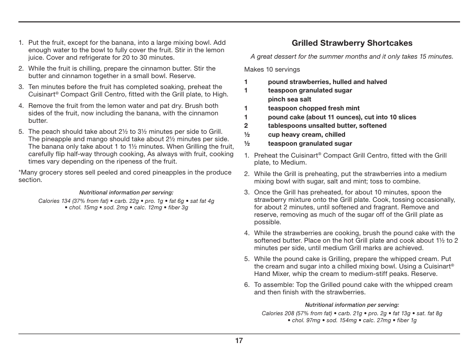 Cuisinart Compact Grill Centro GC-15 User Manual | Page 17 / 17