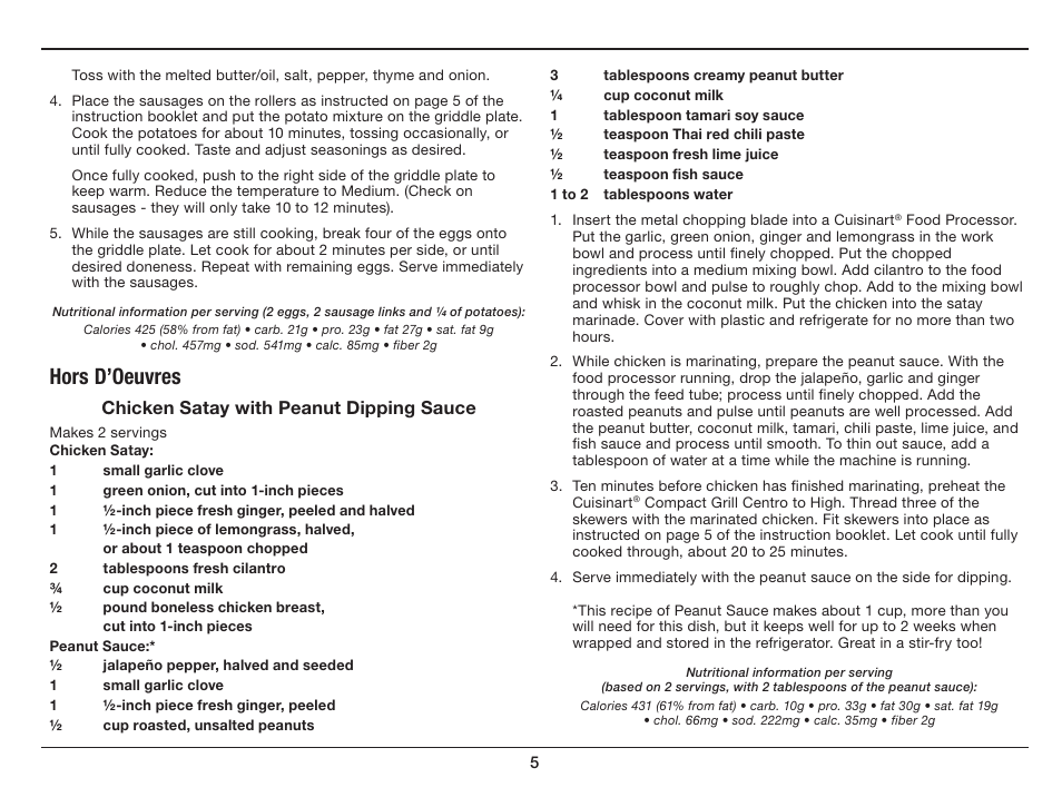 Hors d’oeuvres | Cuisinart Compact Grill Centro GC-15 User Manual | Page 5 / 17