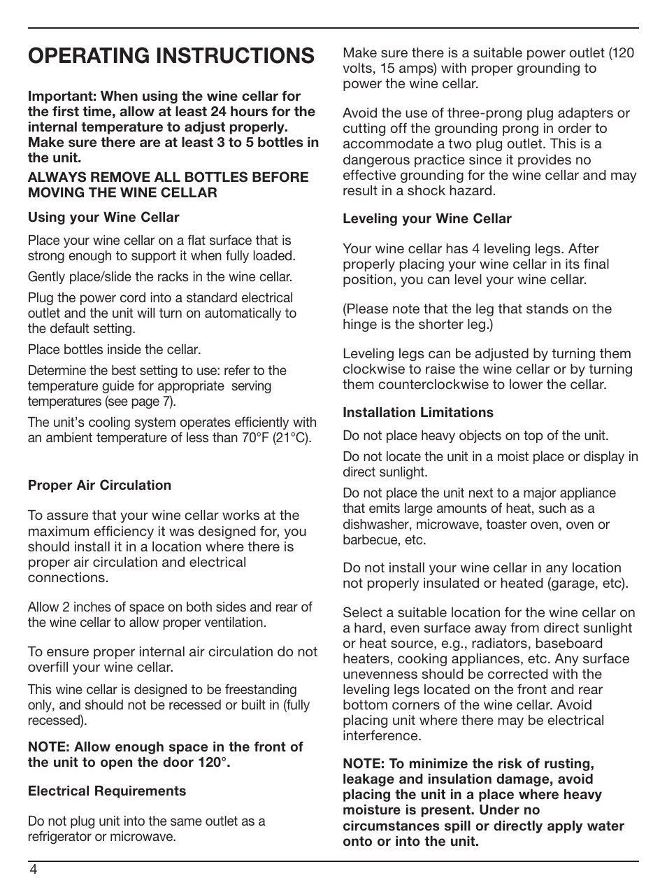 Operating instructions | Cuisinart Private Reserve CWC-800 User Manual | Page 4 / 13