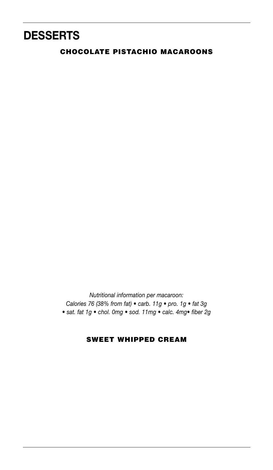 Desserts, Cup granulated sugar, Cup shelled pistachios, unsalted | Minutes add the remaining | Cuisinart CSB-77 User Manual | Page 27 / 33