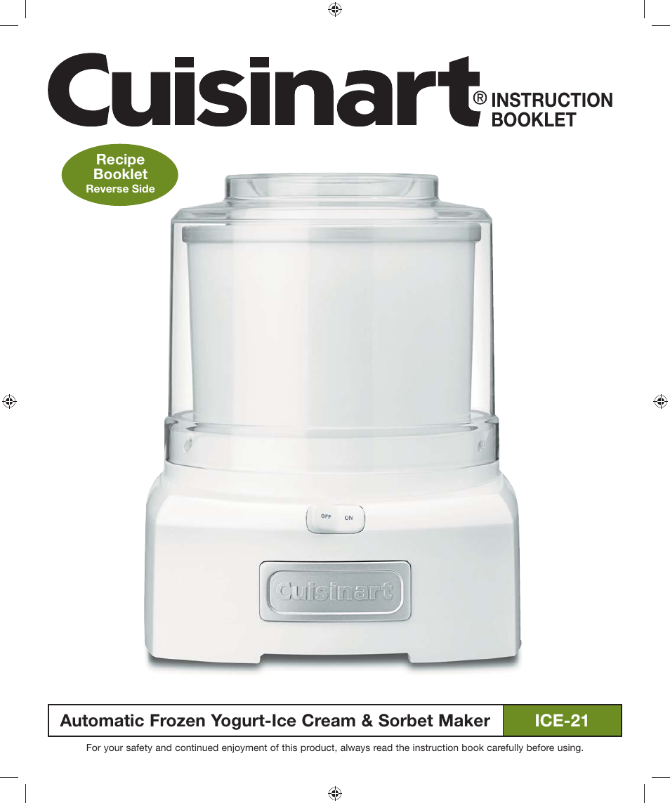 Cuisinart ICE-21 User Manual | 6 pages