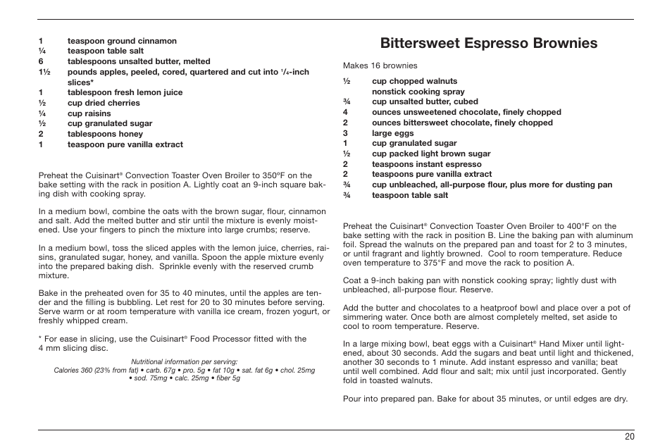 Bittersweet espresso brownies | Cuisinart TOB-60 Series User Manual | Page 21 / 27