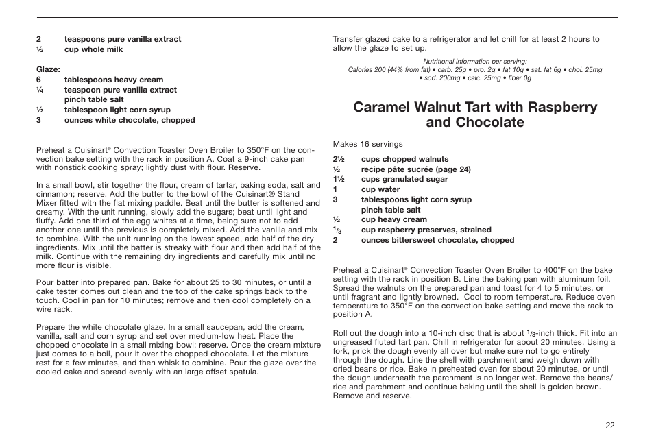 Caramel walnut tart with raspberry and chocolate | Cuisinart TOB-60 Series User Manual | Page 23 / 27
