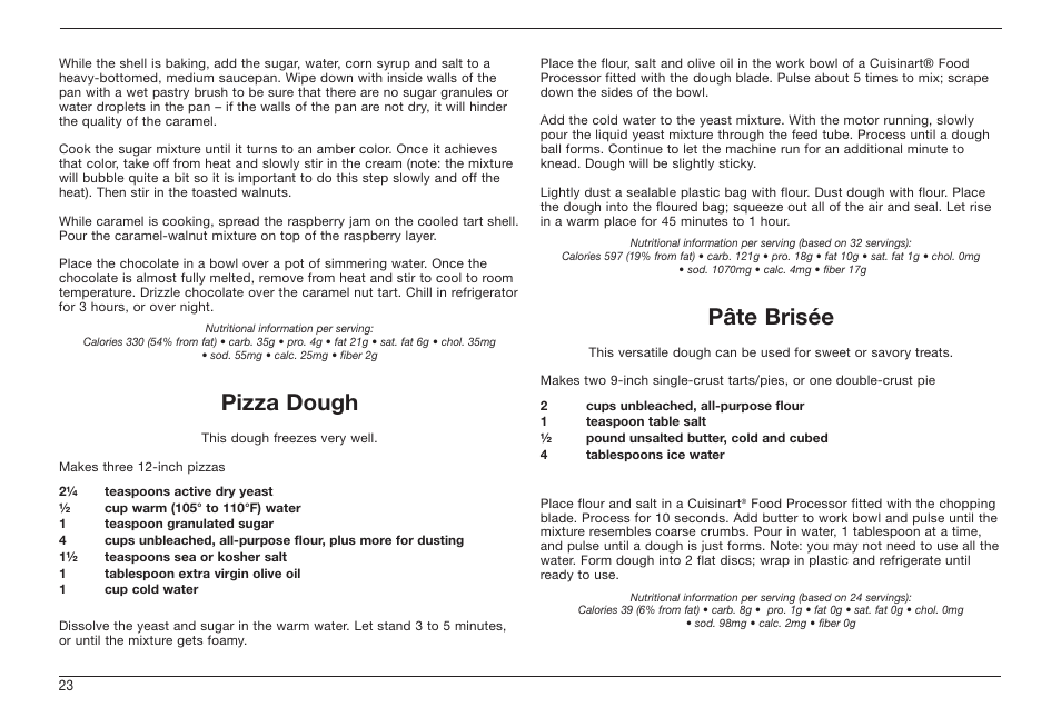 Pizza dough, Pâte brisée | Cuisinart TOB-60 Series User Manual | Page 24 / 27