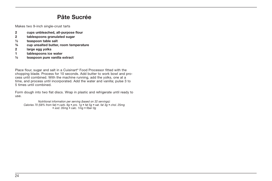 Pâte sucrée | Cuisinart TOB-60 Series User Manual | Page 25 / 27