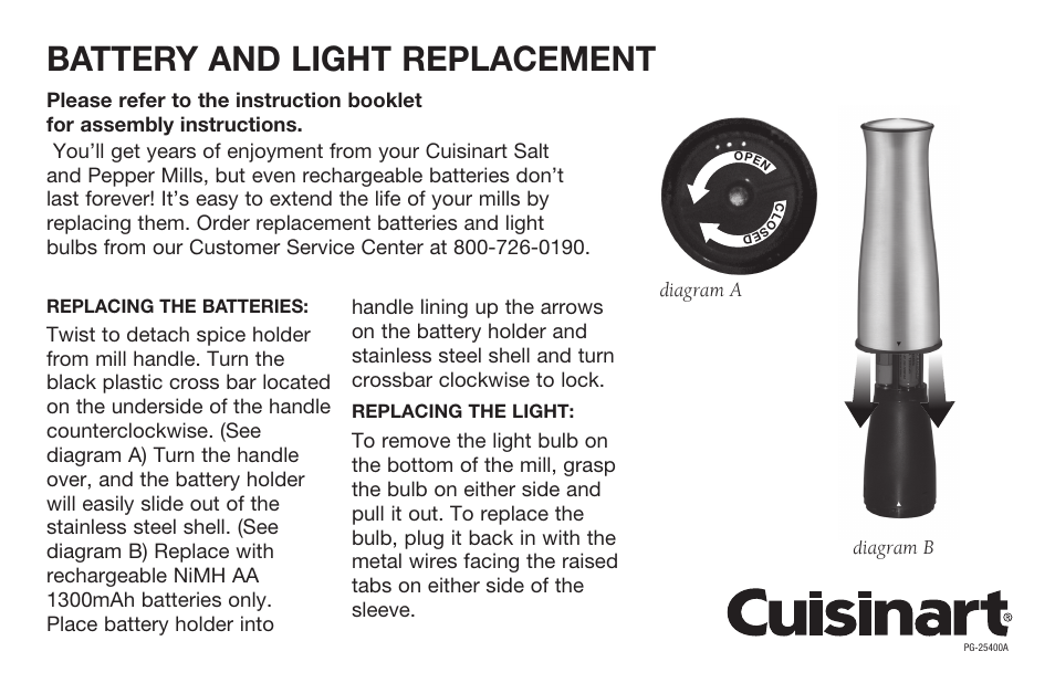 Cuisinart PG-25400A User Manual | 1 page