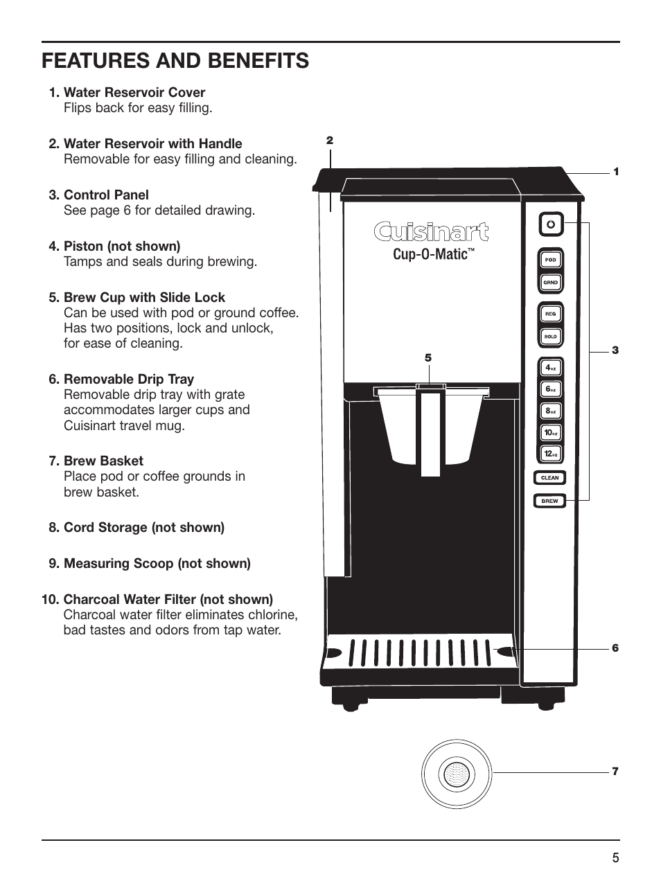 Features and benefits | Cuisinart SS-1 User Manual | Page 5 / 13