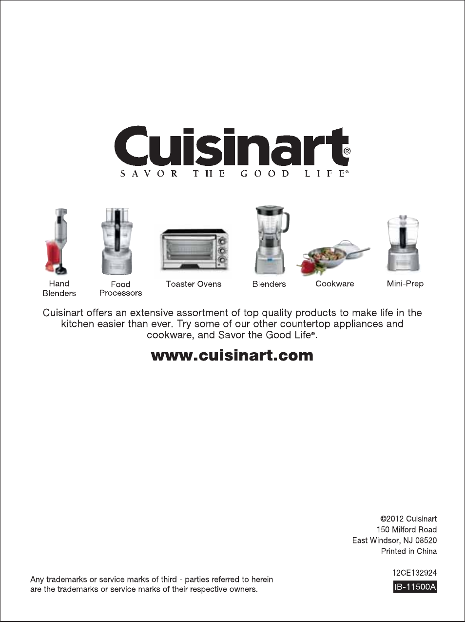 Cuisinart, Www.cuisinart.com | Cuisinart WM-SW2N User Manual | Page 12 / 13