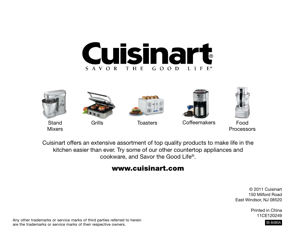 Cuisinart CH-4 User Manual | Page 12 / 12