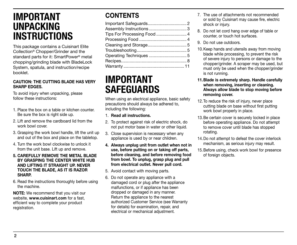 Cuisinart CH-4 User Manual | Page 2 / 12