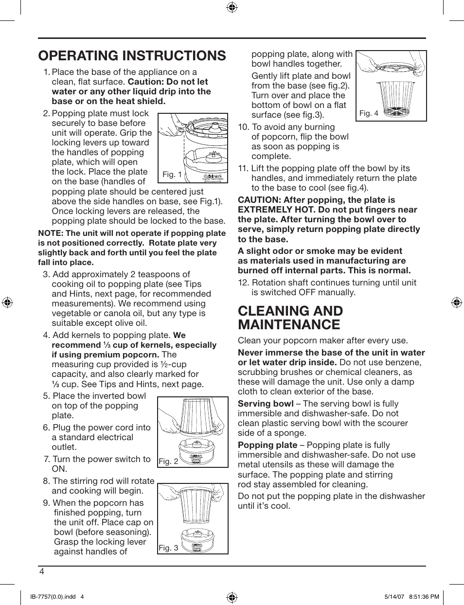 Operating instructions, Cleaning and maintenance, Tips and hints | Seasoning suggestions | Cuisinart CPM-900 User Manual | Page 4 / 13