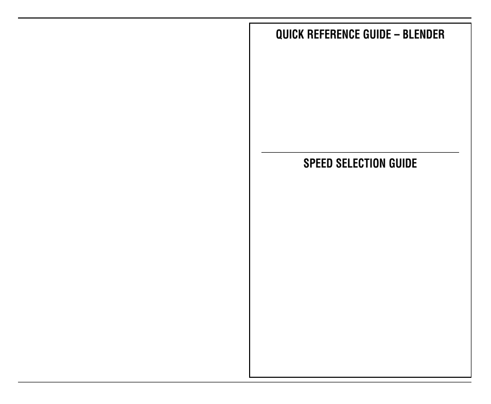 Quick reference guide – blender, Speed selection guide | Cuisinart SMARTPOWER PREMIER DUET CBT-500FP User Manual | Page 5 / 33