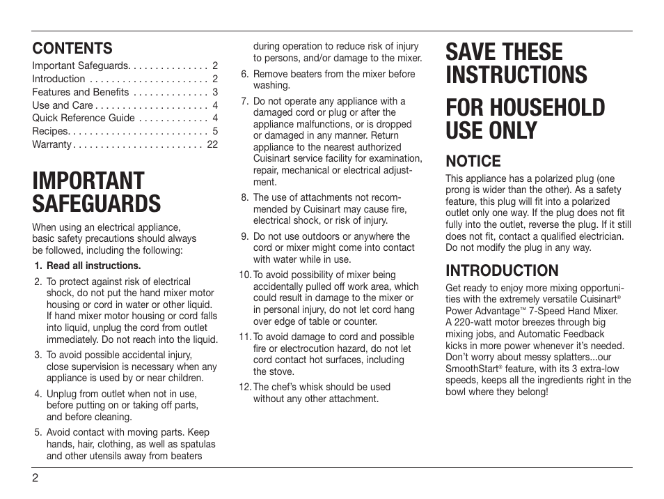 Cuisinart HM-70 User Manual | Page 2 / 25