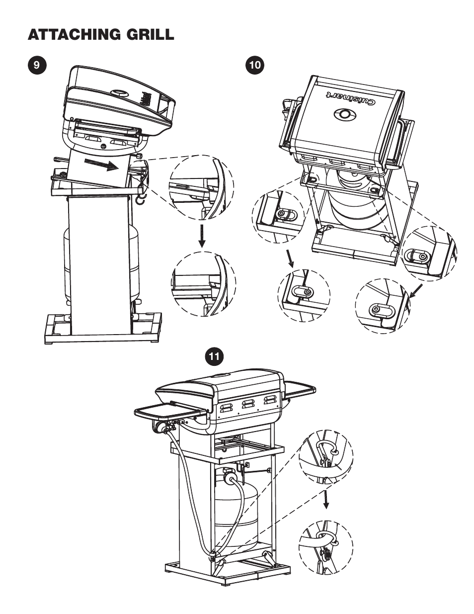 Attaching grill | Cuisinart Folding Grill Stand CFGS-150 User Manual | Page 6 / 8