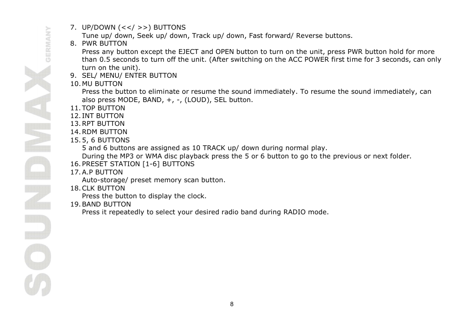 SoundMax SM-CDM1054 User Manual | Page 8 / 38