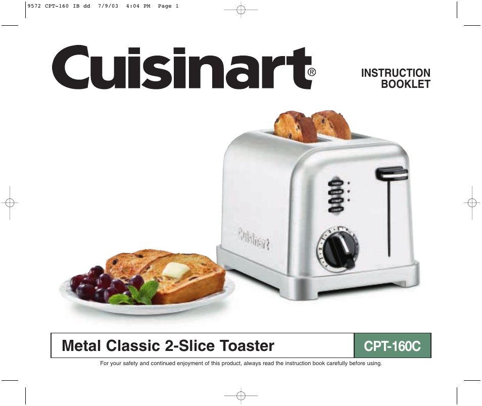 Cuisinart CPT-160C User Manual | 8 pages