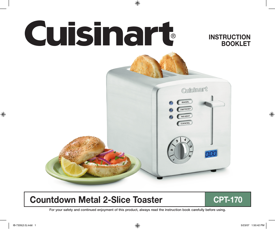 Cuisinart CPT-170 User Manual | 9 pages