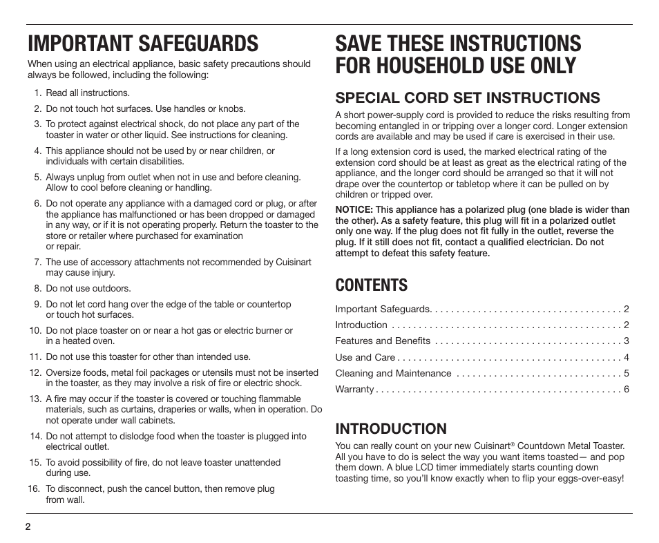 Cuisinart CPT-170 User Manual | Page 2 / 9