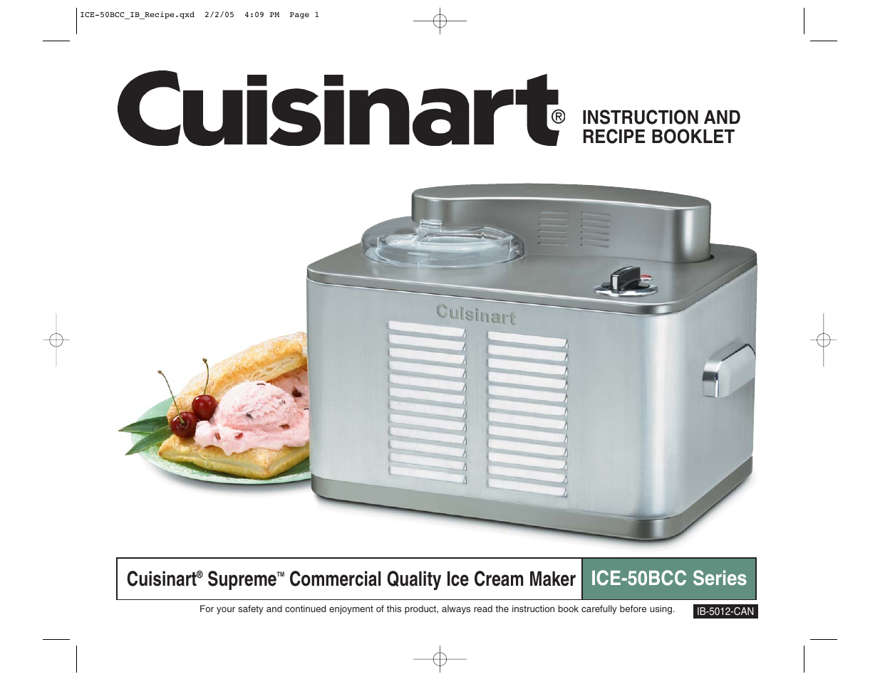 Cuisinart ICE-50BCC Series User Manual | 15 pages