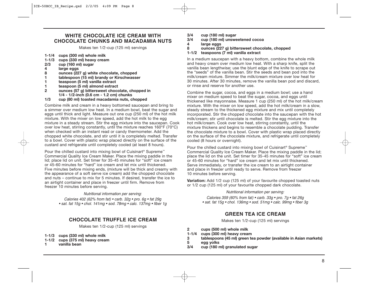 Cuisinart ICE-50BCC Series User Manual | Page 9 / 15