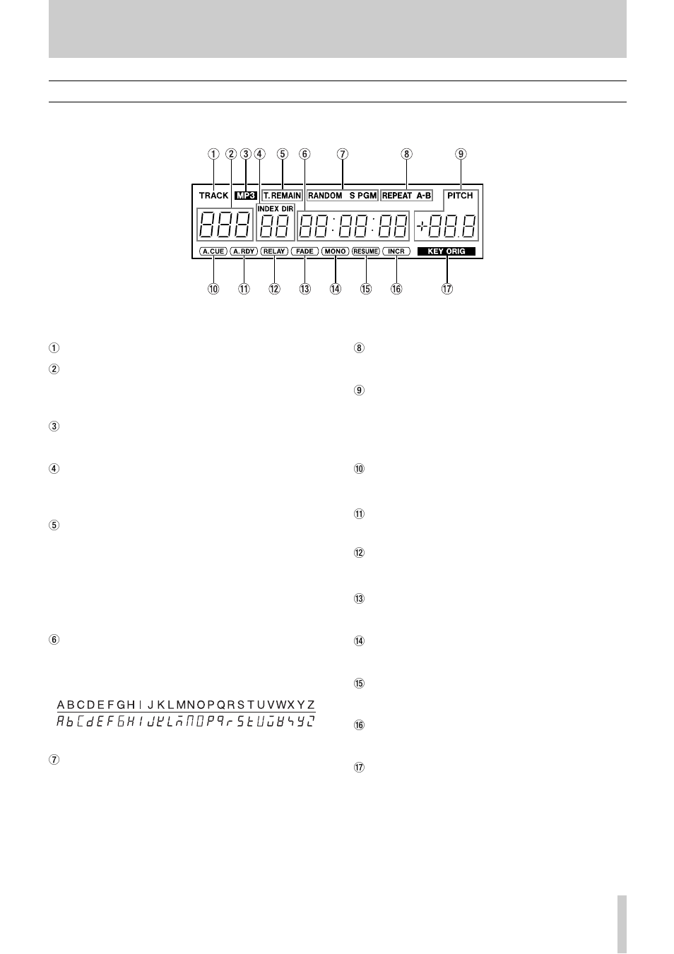 4 - features and their functions, Display | Tascam CD-01U User Manual | Page 11 / 28