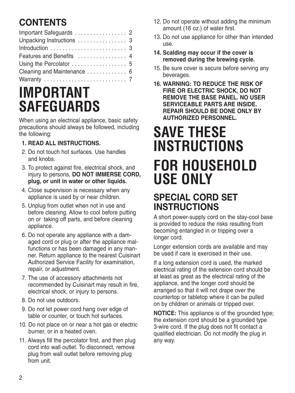 Cuisinart PRC-12 Series User Manual | Page 2 / 9
