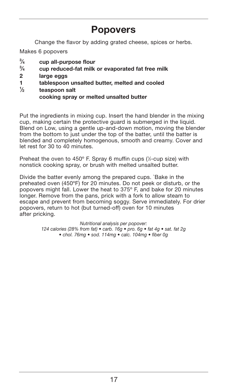 Popovers | Cuisinart SMART STICK TWO SPEED HAND BLENDER CSB-75 User Manual | Page 17 / 25