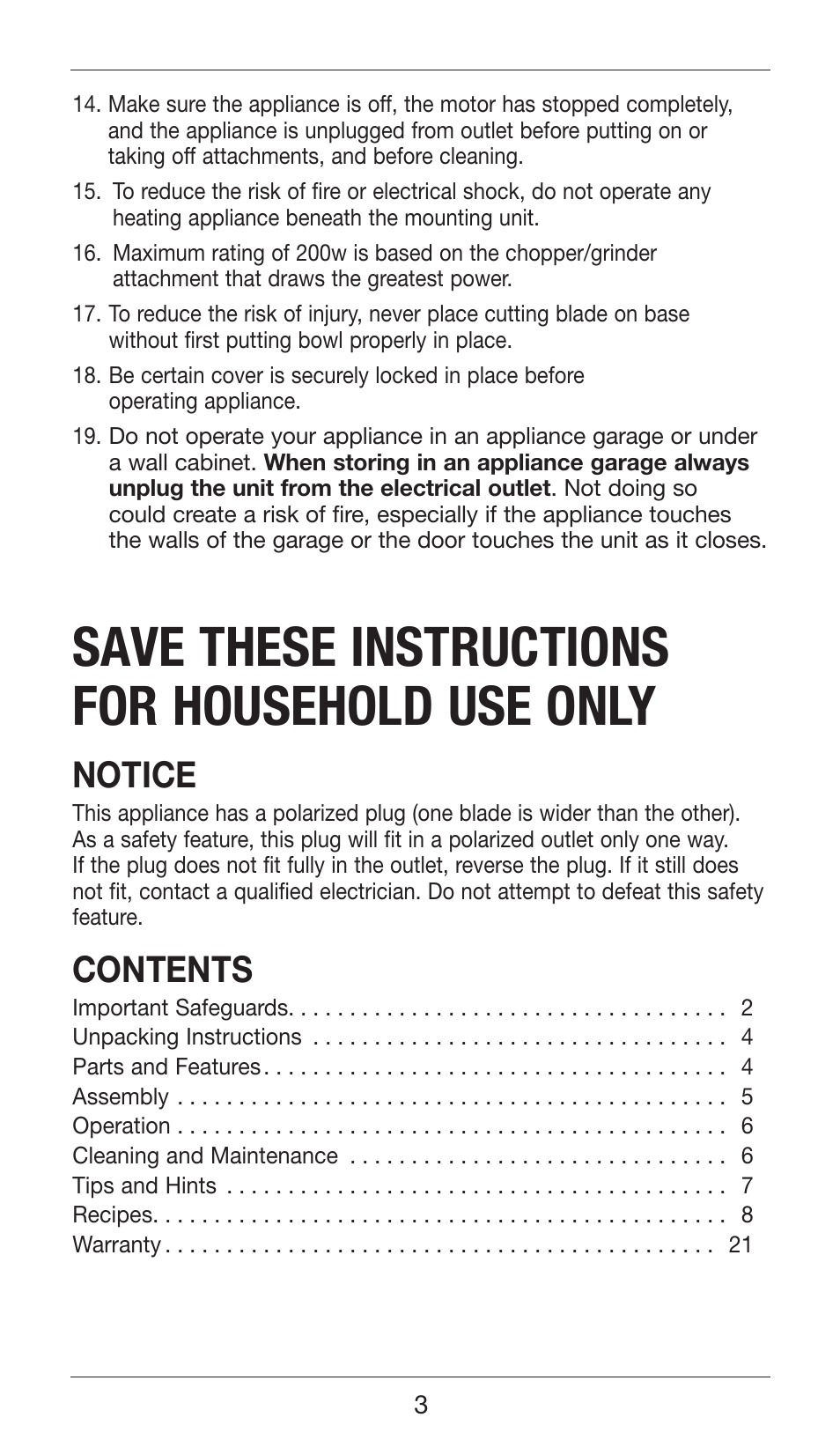 Cuisinart SMART STICK TWO SPEED HAND BLENDER CSB-75 User Manual | Page 3 / 25