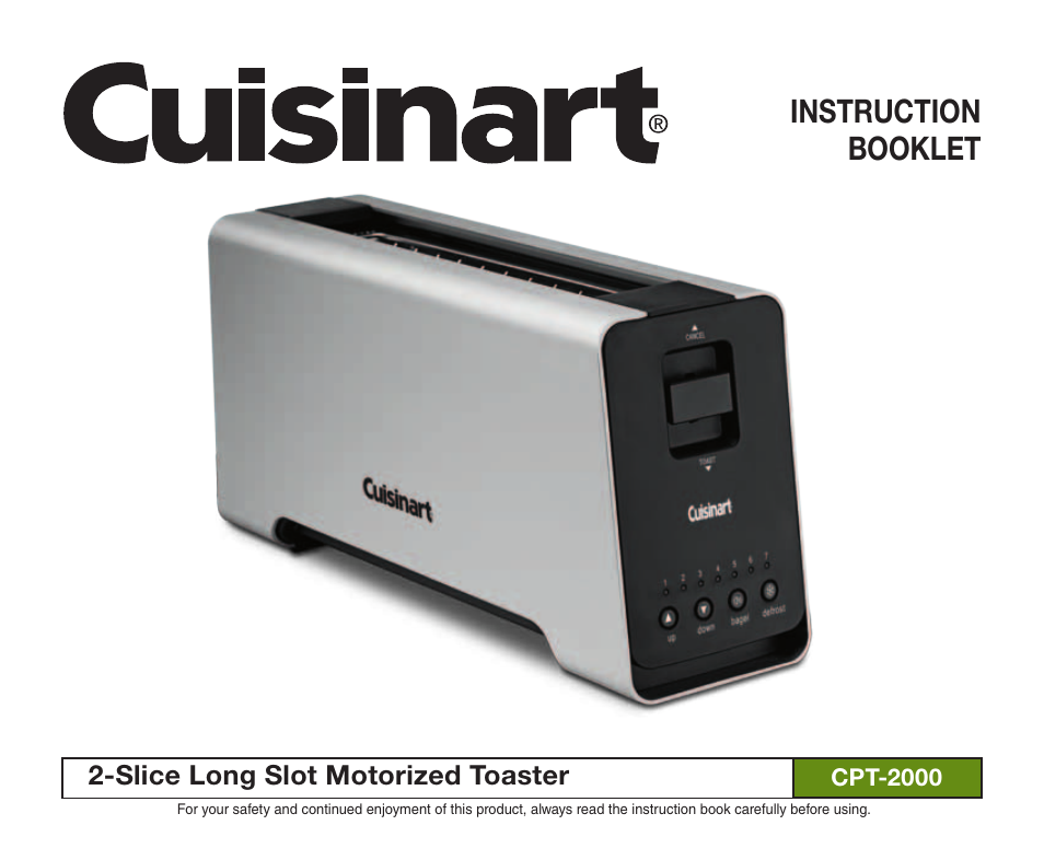 Cuisinart 2-Slice Long Slot Motorized CPT-2000 User Manual | 9 pages